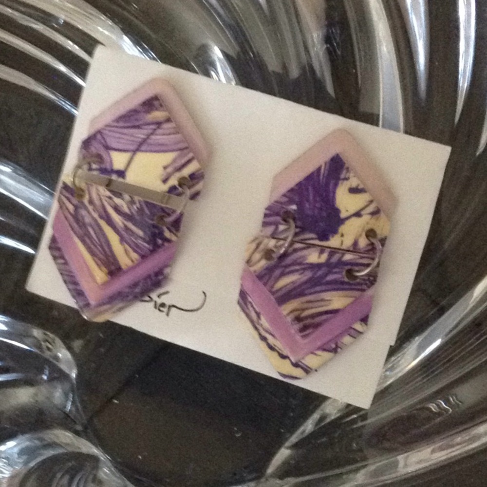 Swirls retro handmade earrings Purple/pearl /lav